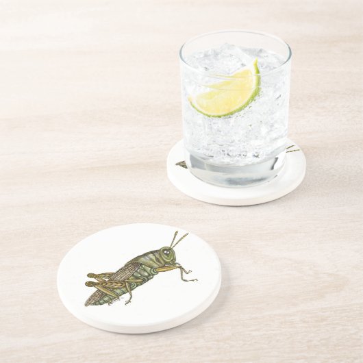 Grüner Grasshopper Untersetzer (Seite)