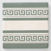 Grüner griechischer Schlüssel Steinuntersetzer (Vorderseite)