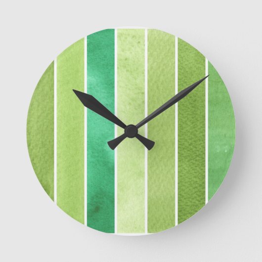 grüner großer Aquarellhintergrund - Aquarell Runde Wanduhr (Vorderseite)