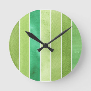 grüner großer Aquarellhintergrund - Aquarell Runde Wanduhr