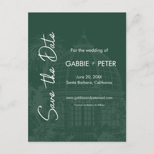 Grüner Grüner Garten Save the Date Postkarte (Vorderseite)