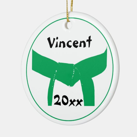 Grüner Gürtel für Kampfkunst Keramikornament (Links)