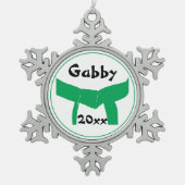 Grüner Gürtel für Kampfkunst Schneeflocken Zinn-Ornament (Vorderseite)