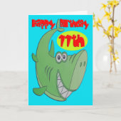 Grüner Hai Eleventh Geburtstag Karte (Gelbe Blume)