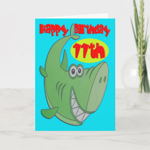 Grüner Hai Eleventh Geburtstag Karte