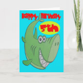 Grüner Hai Fünfter Geburtstag Karte (Vorderseite)