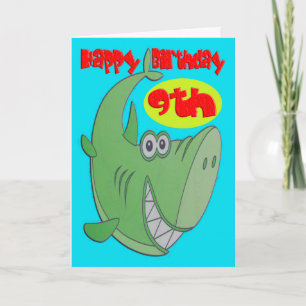Grüner Hai Neunter Geburtstag Karte