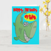 Grüner Hai Neunter Geburtstag Karte (Gelbe Blume)