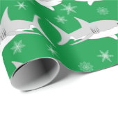 Grüner Hai und Schneeflocken Weihnachtsdesign Geschenkpapier (Rolleneckpunkt)