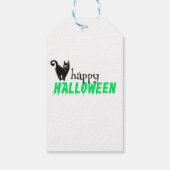 Grüner Halloween-Schwarzer-Kater Geschenkanhänger (Rückseite)