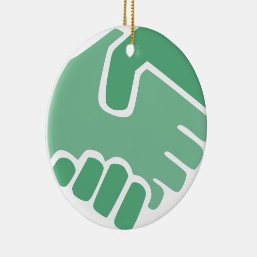 Grüner Händedruck Keramikornament (Rechts)