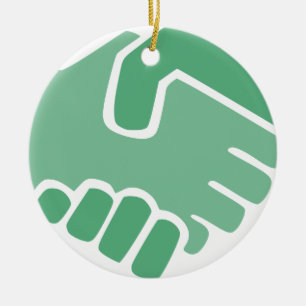 Grüner Händedruck Keramikornament