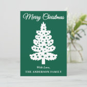 Grüner handgeschriebener Skriptbaum Feiertagskarte (Stehend Vorderseite)