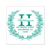 Grüner handgezeichnet Blumenreath | RÜCKSENDEADRES Permastempel (Design)