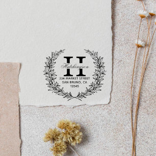 Grüner handgezeichnet Blumenreath RÜCKSENDEADRES Permastempel