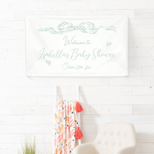 Grüner, handgezeichneter Bogen Baby Shower Willkom Banner