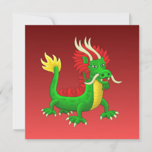 Grüner handgezeichneter chinesischer Drache Feiertagskarte