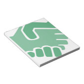 Grüner Handshake Notizblock (angewinkelt)