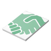 Grüner Handshake Notizblock (Rotiert)