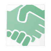 Grüner Handshake Notizblock (Vorderseite)