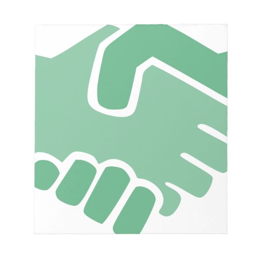 Grüner Handshake Notizblock (Vorderseite)