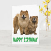 Grüner Happy Geburtstagskas Welpen Hund Karte (Gelbe Blume)