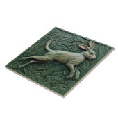 Grüner Hase - Fliese (Seite)