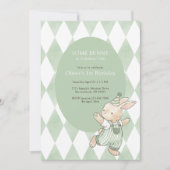 Grüner Hase wird Eins 1. Geburtstag Einladung (Vorderseite)