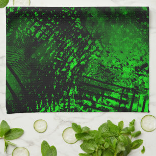 Grüner Hatter und Farbeffekt des Spritzers Geschirrtuch