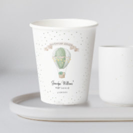 Grüner Heißluftballon Babyduschpapiertasse Pappbecher