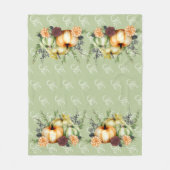 Grüner Herbst-Kürbis-Aquarell Thanksgiving Fleecedecke (Vorderseite)