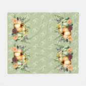 Grüner Herbst-Kürbis-Aquarell Thanksgiving Fleecedecke (Vorderseite (Horizontal))