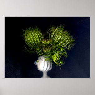 Grüner Herz in Schwarz Poster