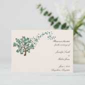 Grüner Herzbaum auf Elfenbein Save the Date Einladung (Stehend Vorderseite)