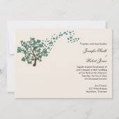Grüner Herzbaum auf Elfenbeinhochzeit Einladung (Rückseite)