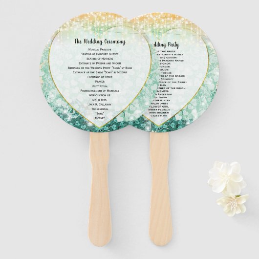 Grüner Herzblatt-Baum-Hochzeitsprogramm-Fächer Fächer (Vorne und Hinten)