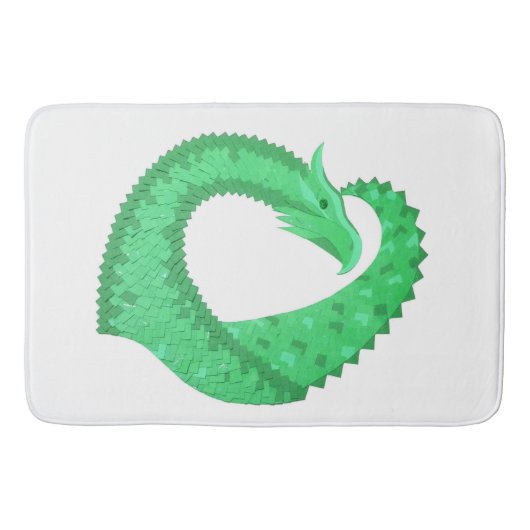Grüner Herzdrache auf Weiß Badematte (Vorderseite)