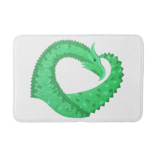 Grüner Herzdrache auf Weiß Badematte