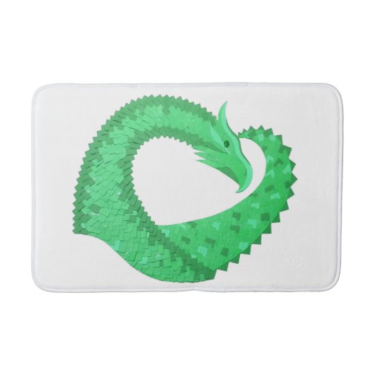 Grüner Herzdrache auf Weiß Badematte (Vorderseite)