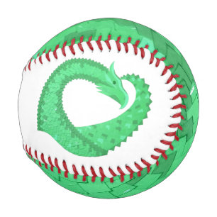 Grüner Herzdrache auf Weiß Baseball