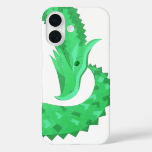 Grüner Herzdrache auf Weiß iPhone 16 Hülle
