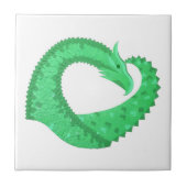 Grüner Herzdrache auf Weiß Fliese (Vorderseite)