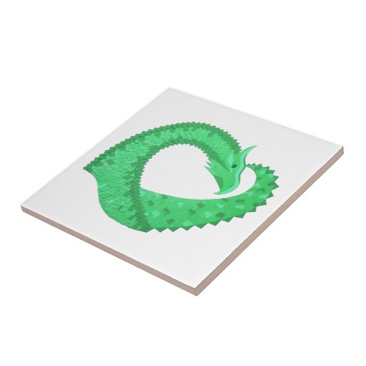 Grüner Herzdrache auf Weiß Fliese (Seite)
