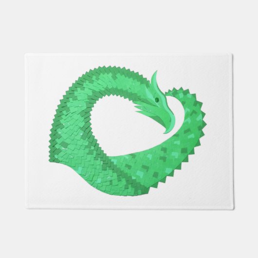 Grüner Herzdrache auf Weiß Fußmatte (Vorderseite)