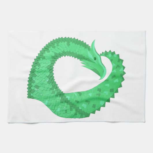 Grüner Herzdrache auf Weiß Handtuch (Horizontal)