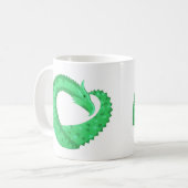 Grüner Herzdrache auf Weiß Kaffeetasse (Vorderseite Links)