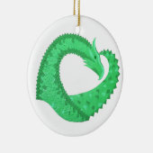 Grüner Herzdrache auf Weiß Keramik Ornament (Rechts)