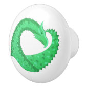 Grüner Herzdrache auf Weiß Keramikknauf (Rechts)