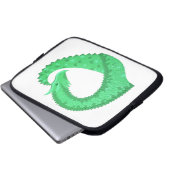Grüner Herzdrache auf Weiß Laptopschutzhülle (Vorne Knopf)