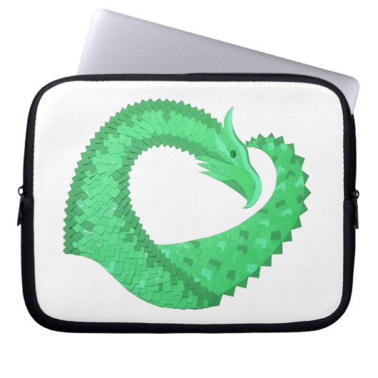 Grüner Herzdrache auf Weiß Laptopschutzhülle (Vorderseite)